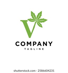 Letter V Cannabis Logo Icon Vector