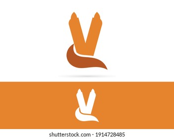 Letter V cat logo design. Vector combination of animals and letter