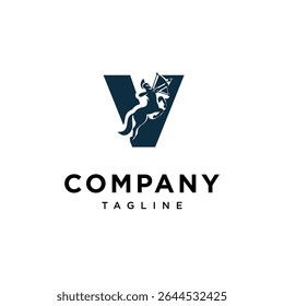 Letra V Centaur ícone do logotipo vetor
