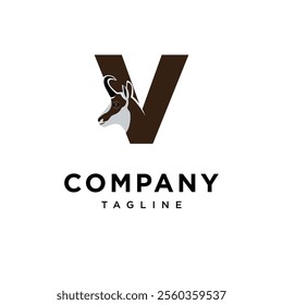 Letter V Chamois Logo Icon Vector