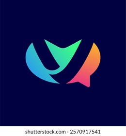 Letter V and chat symbol good for communication logo design