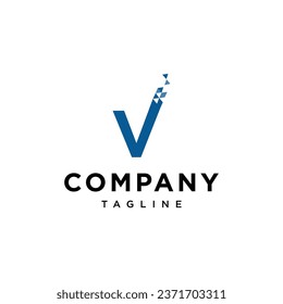 Letter V check list techno logo icon vector template.eps