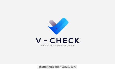 Letter V check Logo design illustration icon