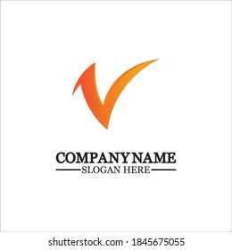 Letter V with Check Mark logo illustration design. Creative Minimal luxury emblem design. Universal elegant icon.Graphic Alphabet Symbol for Corporate Business Identity.
