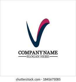 Letter V with Check Mark logo illustration design. Creative Minimal luxury emblem design. Universal elegant icon.Graphic Alphabet Symbol for Corporate Business Identity.