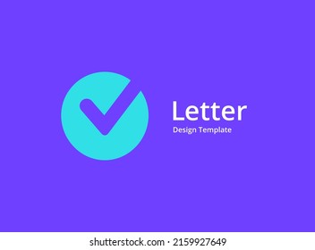 Letter V with check mark logo icon design template elements