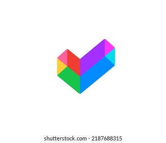 Letter V with check mark logo icon design template elements