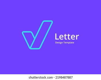 Letter V with check mark logo icon design template elements