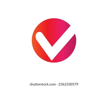Letter V with check mark logo icon design template elements