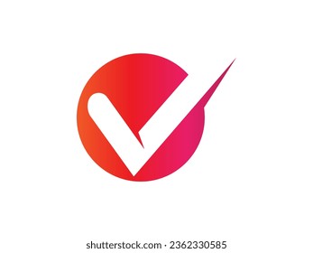 Letter V with check mark logo icon design template elements
