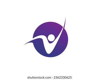 Letter V with check mark logo icon design template elements