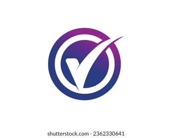 Letter V with check mark logo icon design template elements