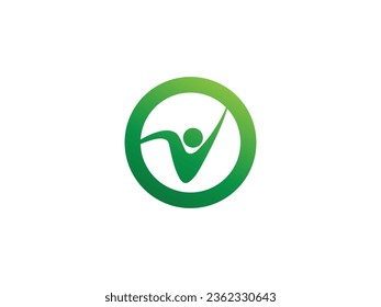 Letter V with check mark logo icon design template elements