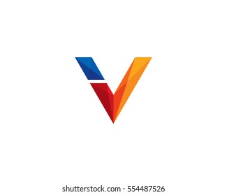 Letter V Check Mark Logo Design Element