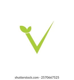 letter v check mark organic product logo vector 