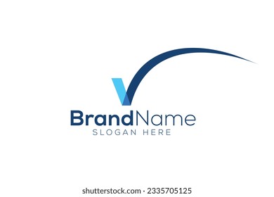 Letter v check mark valid logo design vector template