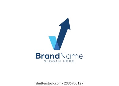 Letter v check mark valid logo design vector template