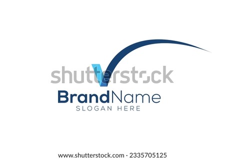 Letter v check mark valid logo design vector template