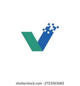 Letra V Compruebe el píxel o el logotipo de datos 
