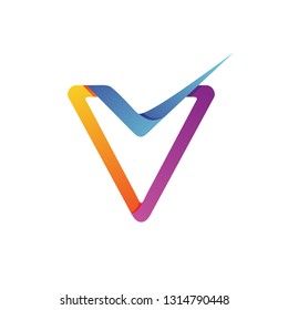 Letter V Checklist Logo Vector