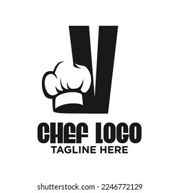 Letter V Chef Logo Design Template Inspiration, Vector Illustration.