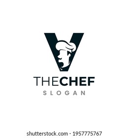 Letter V Chef Logo , Initial Restaurant Cook Vector Design