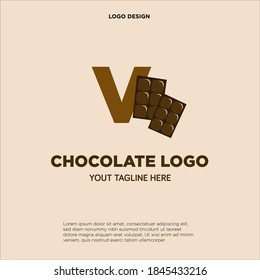 Letter V Chocolate logo template design in Vector illustration