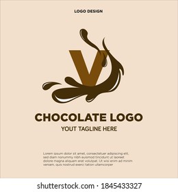 Letter V Chocolate logo template design in Vector illustration