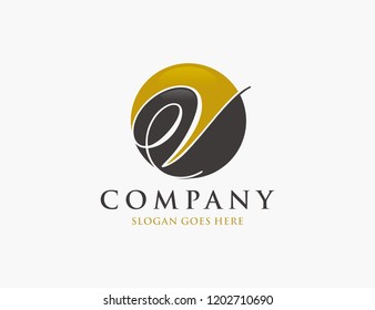 Letter V circle initial logo vector