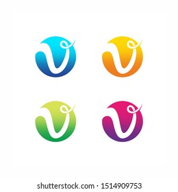 Letter V Circle Logo Design Vector