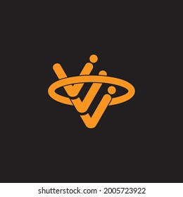 letter v circle motion design logo vector