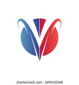 
Letra v con logotipo de forma circular