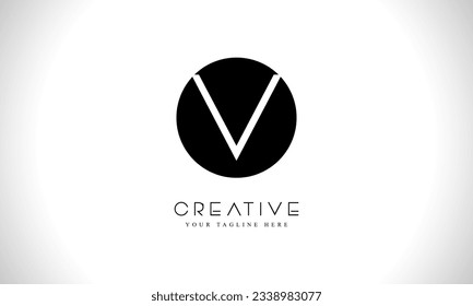 Letter V circle shape logo design template with Black color