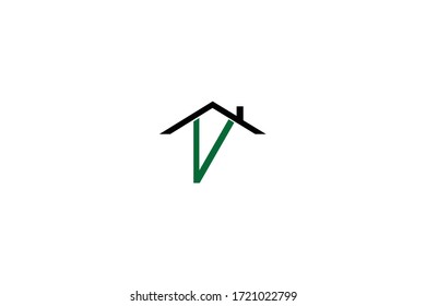 Letter V Clean and Minimal Initial Based Logo Design. Real estate business logo icon