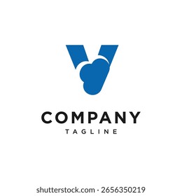 Letter V Cloud Logo Icon Vector