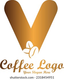 Letter V Coffee Bean minimalist Logo style with Gradient color template 
