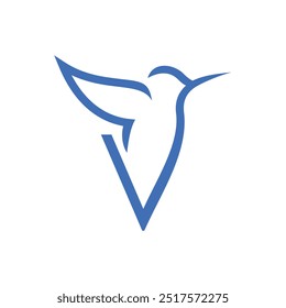 Letra V Colibri Diseño de logotipos Icono de Vector Ilustración gráfica de símbolos de emblemas