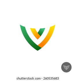 Letter V color ribbons logo. Linear version included.
