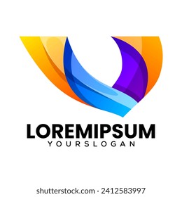 letter v colorful icon logo design 