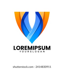 letter v colorful icon logo design 