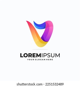 Letter V colorful logo vector illustration.