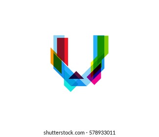 Letter V Colorful Overlay Irregular Break Shape Vector Logo Design Element