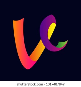 Letter V colorful ribbon Vector logo design template. Icon concept, abstract shape, eps10