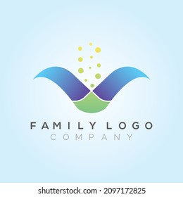 Letter V connected community concept family logo.