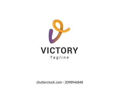 Letter v creative 3d spiral technological logo