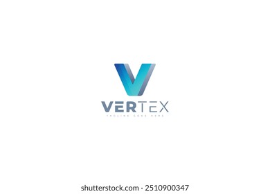 Letter v Creative Design 3D-Form blau und silberne Farbe Logo