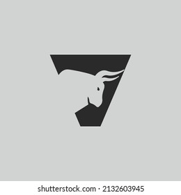 Letter V Creative Head Buffalo Bull Elegant Logo Symbol Design Illustration Vector for Company