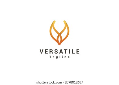 Letter v creative orange colour logo design	