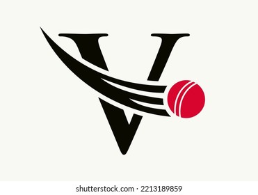 Concepto De Logotipo De Cricket Con Icono De Ball Para Plantilla De Vector De Símbolo De Club De Cricket. Signo de criquet