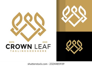 Letter V Crown Leaf logo vector icon illustration